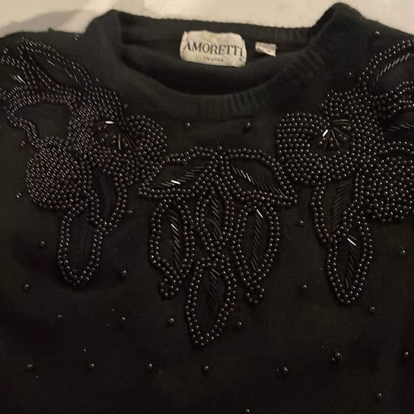 Vintage Amoretti Wool Black Beaded Sweater - Picture 5 of 11